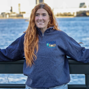 Navy Embroidered Fourth and Gold Quarter-Zip Fleece Pullover